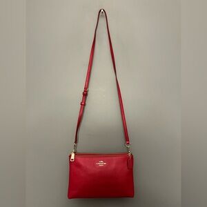 Coach Lyla Cherry Red Double Zip Crossbody/Shoulder/Clutch Bag